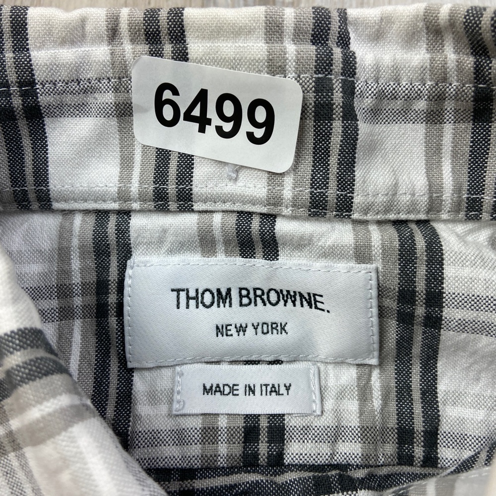 Thom Browne Shirt Mens Size XS Gray White Check Button Up Long Sleeve Men - Picture 9 of 11